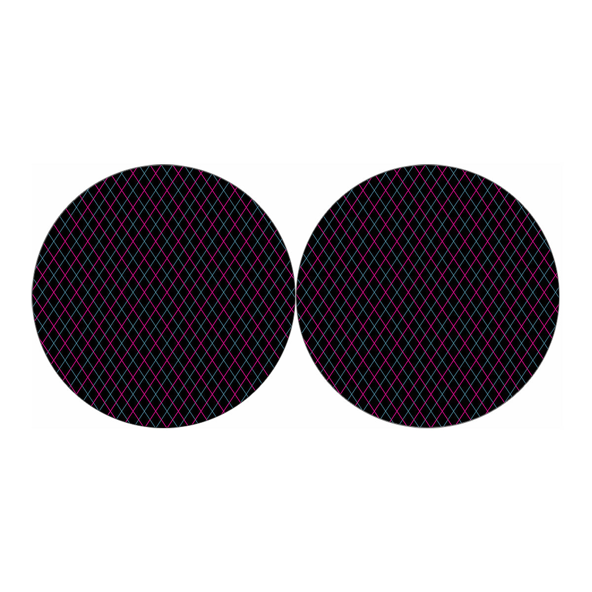 Black Pink And Blue Argyle Pattern Print Car Coasters
