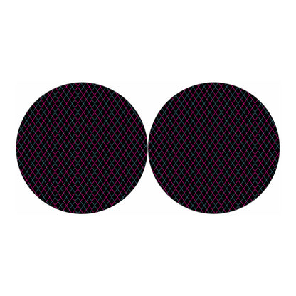 Black Pink And Blue Argyle Pattern Print Car Coasters