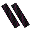 Black Pink And Blue Argyle Pattern Print Car Seat Belt Covers