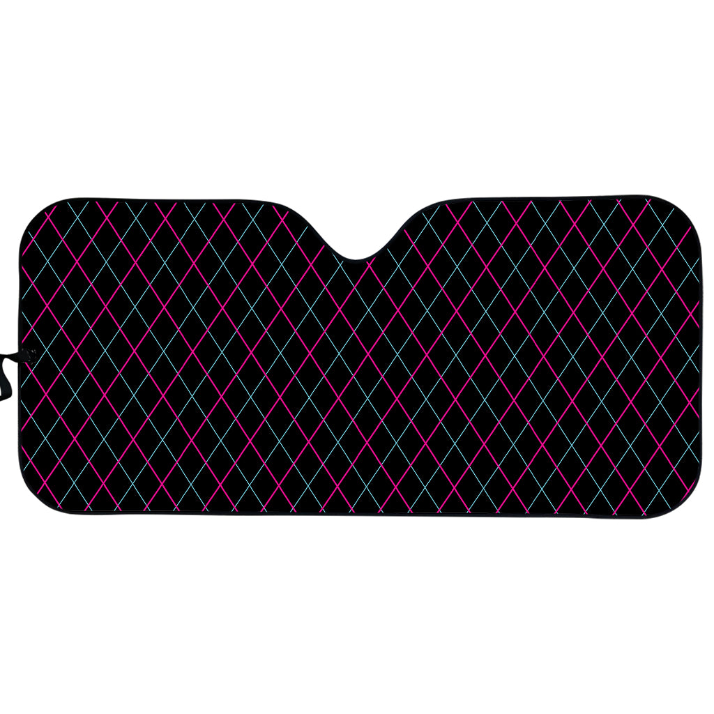 Black Pink And Blue Argyle Pattern Print Car Sun Shade