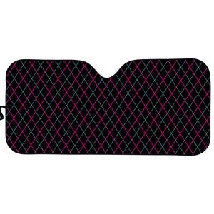 Black Pink And Blue Argyle Pattern Print Car Sun Shade