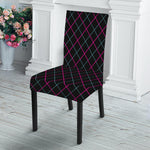 Black Pink And Blue Argyle Pattern Print Dining Chair Slipcover