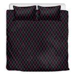 Black Pink And Blue Argyle Pattern Print Duvet Cover Bedding Set