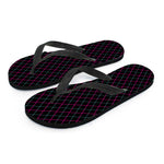 Black Pink And Blue Argyle Pattern Print Flip Flops