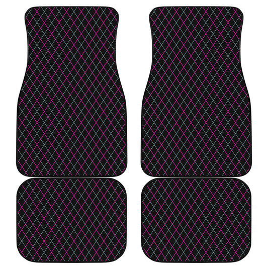 Black Pink And Blue Argyle Pattern Print Front and Back Car Floor Mats