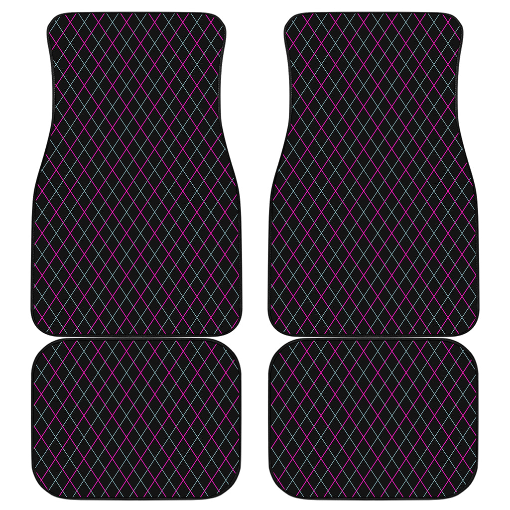 Black Pink And Blue Argyle Pattern Print Front and Back Car Floor Mats