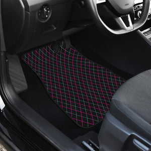 Black Pink And Blue Argyle Pattern Print Front and Back Car Floor Mats