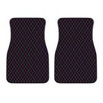 Black Pink And Blue Argyle Pattern Print Front Car Floor Mats