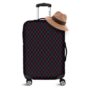 Black Pink And Blue Argyle Pattern Print Luggage Cover