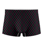 Black Pink And Blue Argyle Pattern Print Men's Boxer Briefs