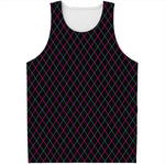 Black Pink And Blue Argyle Pattern Print Men's Tank Top