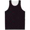 Black Pink And Blue Argyle Pattern Print Men's Tank Top