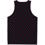 Black Pink And Blue Argyle Pattern Print Men's Tank Top