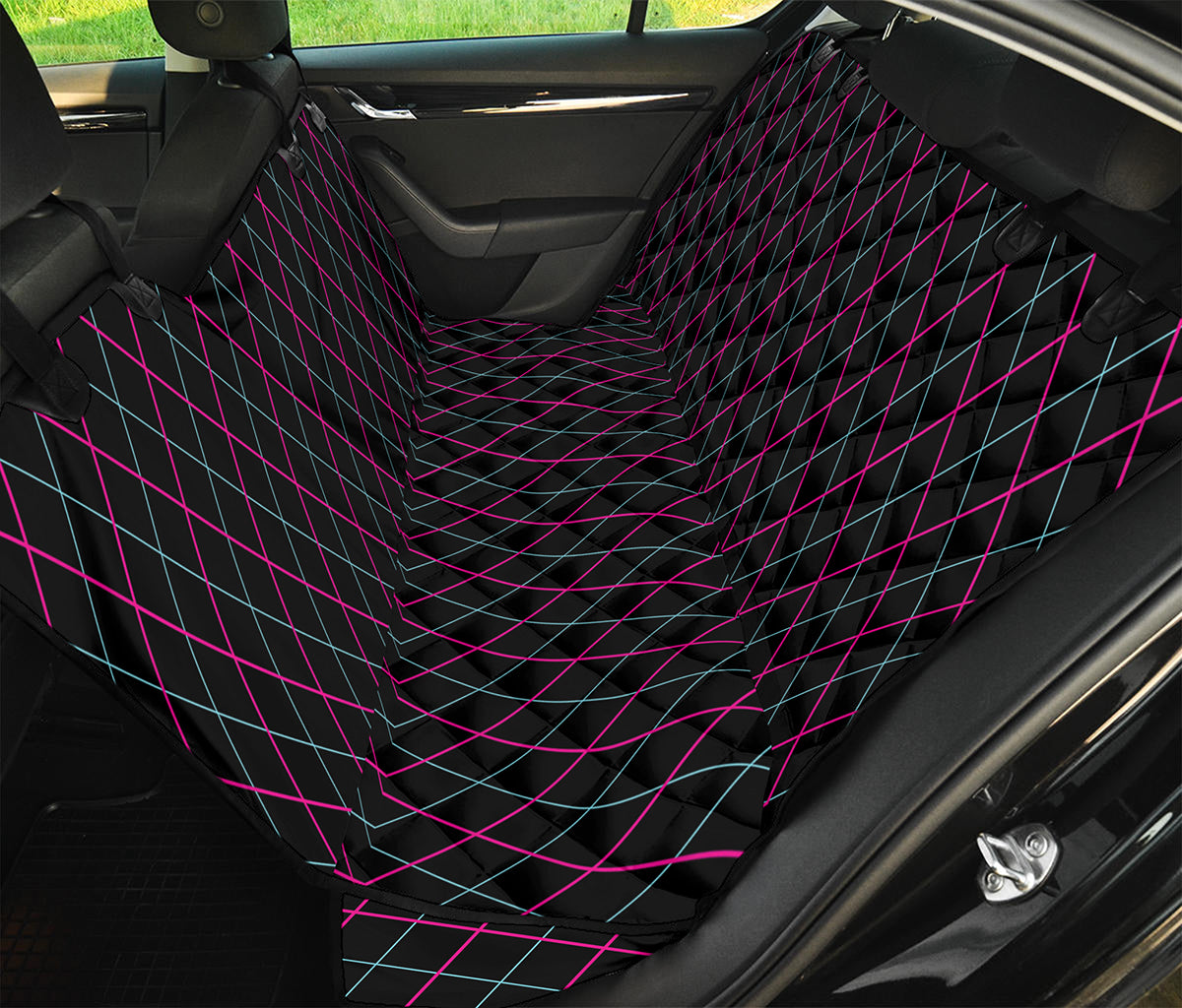 Black Pink And Blue Argyle Pattern Print Pet Car Back Seat Cover