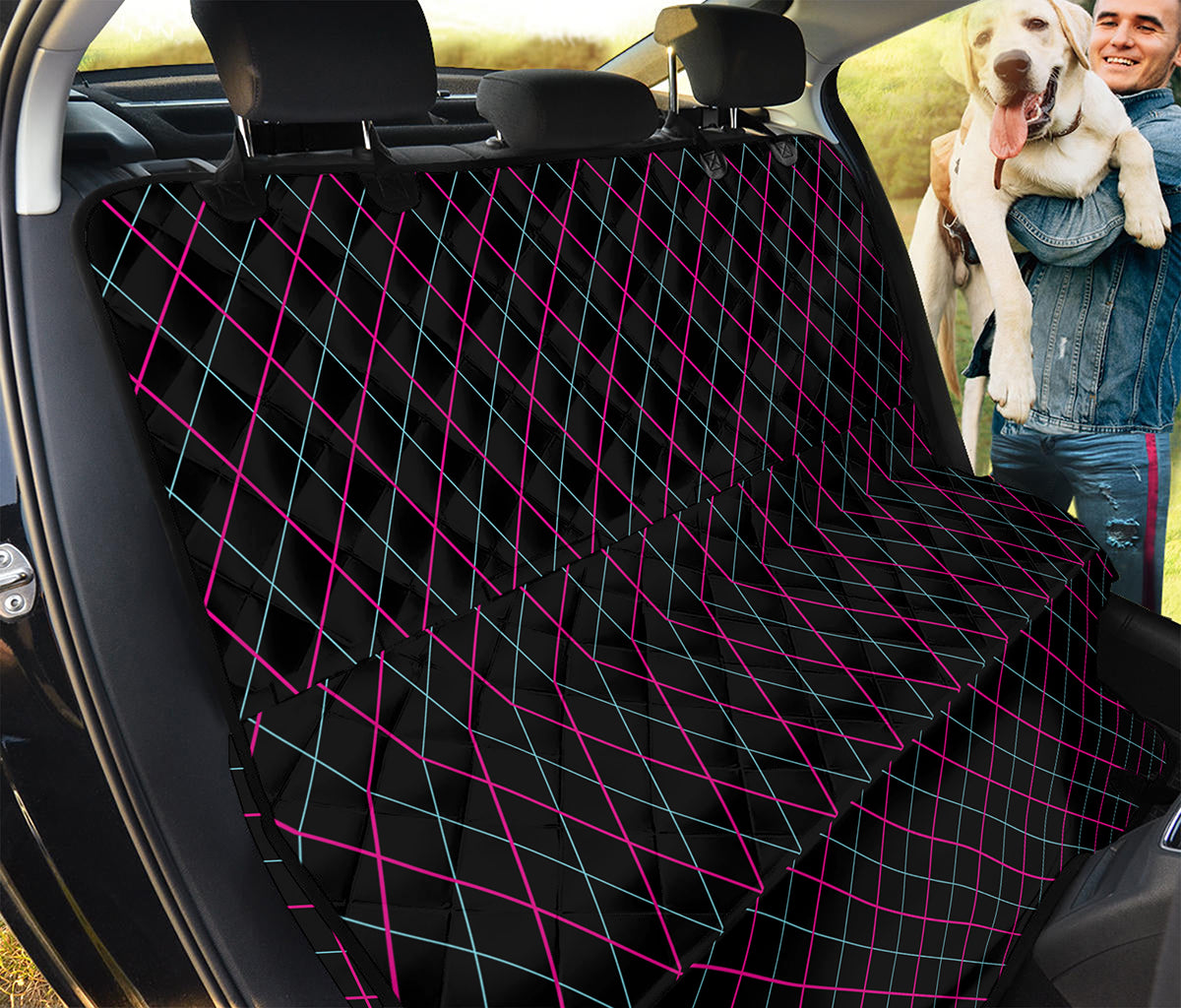 Black Pink And Blue Argyle Pattern Print Pet Car Back Seat Cover