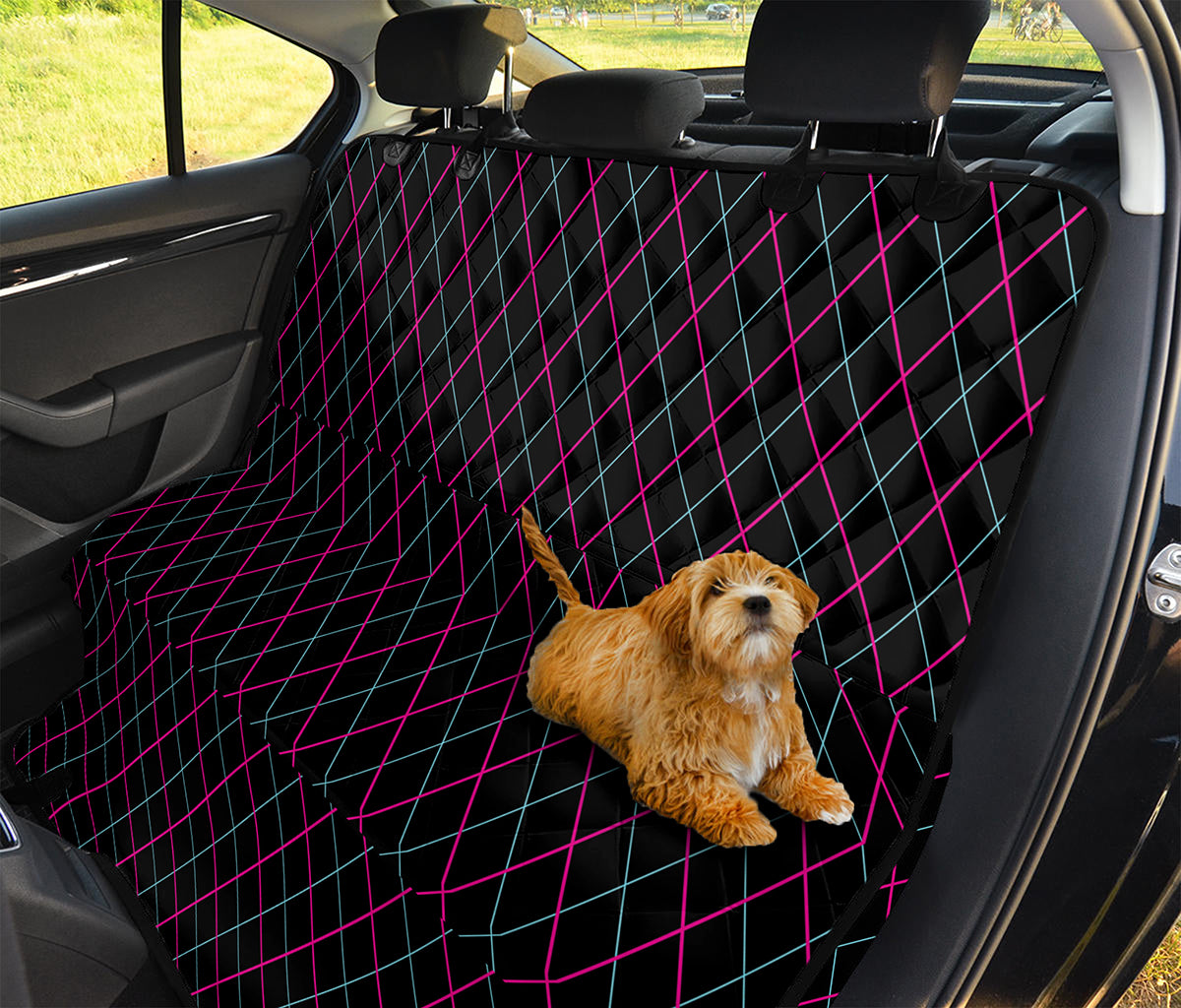 Black Pink And Blue Argyle Pattern Print Pet Car Back Seat Cover