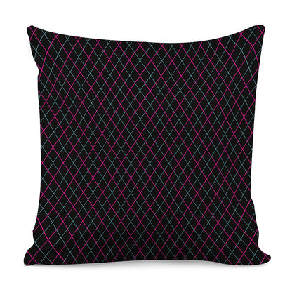 Black Pink And Blue Argyle Pattern Print Pillow Cover