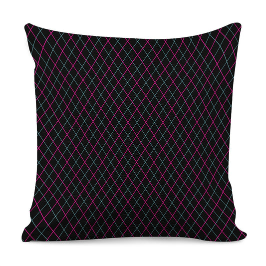 Black Pink And Blue Argyle Pattern Print Pillow Cover