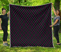 Black Pink And Blue Argyle Pattern Print Quilt