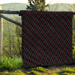 Black Pink And Blue Argyle Pattern Print Quilt