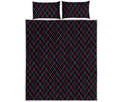 Black Pink And Blue Argyle Pattern Print Quilt Bed Set