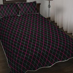 Black Pink And Blue Argyle Pattern Print Quilt Bed Set