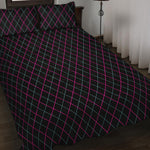 Black Pink And Blue Argyle Pattern Print Quilt Bed Set