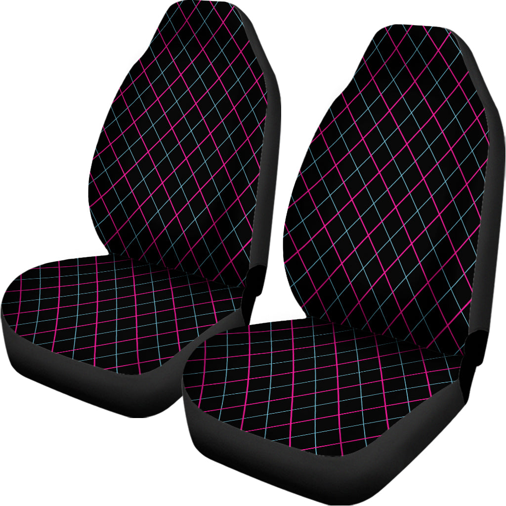 Black Pink And Blue Argyle Pattern Print Universal Fit Car Seat Covers