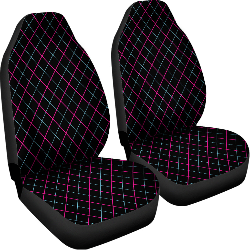 Black Pink And Blue Argyle Pattern Print Universal Fit Car Seat Covers