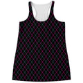 Black Pink And Blue Argyle Pattern Print Women's Racerback Tank Top