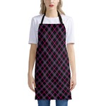 Black Pink And Blue Tartan Pattern Print Apron