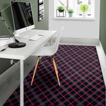 Black Pink And Blue Tartan Pattern Print Area Rug