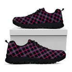 Black Pink And Blue Tartan Pattern Print Black Sneakers