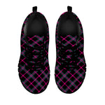 Black Pink And Blue Tartan Pattern Print Black Sneakers