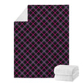 Black Pink And Blue Tartan Pattern Print Blanket