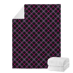 Black Pink And Blue Tartan Pattern Print Blanket