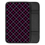 Black Pink And Blue Tartan Pattern Print Car Center Console Cover