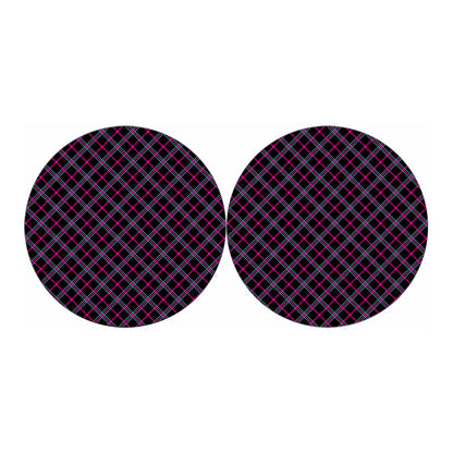 Black Pink And Blue Tartan Pattern Print Car Coasters