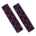 Black Pink And Blue Tartan Pattern Print Car Seat Belt Covers