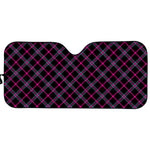 Black Pink And Blue Tartan Pattern Print Car Sun Shade