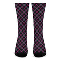 Black Pink And Blue Tartan Pattern Print Crew Socks