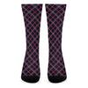 Black Pink And Blue Tartan Pattern Print Crew Socks