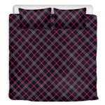 Black Pink And Blue Tartan Pattern Print Duvet Cover Bedding Set