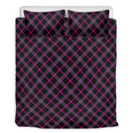Black Pink And Blue Tartan Pattern Print Duvet Cover Bedding Set