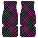 Black Pink And Blue Tartan Pattern Print Front and Back Car Floor Mats