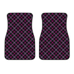 Black Pink And Blue Tartan Pattern Print Front Car Floor Mats