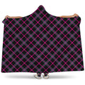 Black Pink And Blue Tartan Pattern Print Hooded Blanket