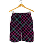 Black Pink And Blue Tartan Pattern Print Men's Shorts
