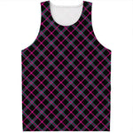 Black Pink And Blue Tartan Pattern Print Men's Tank Top