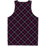 Black Pink And Blue Tartan Pattern Print Men's Tank Top